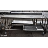 Stainless steel table with splashback on castors - W 1940 x D 700 x H 920mm