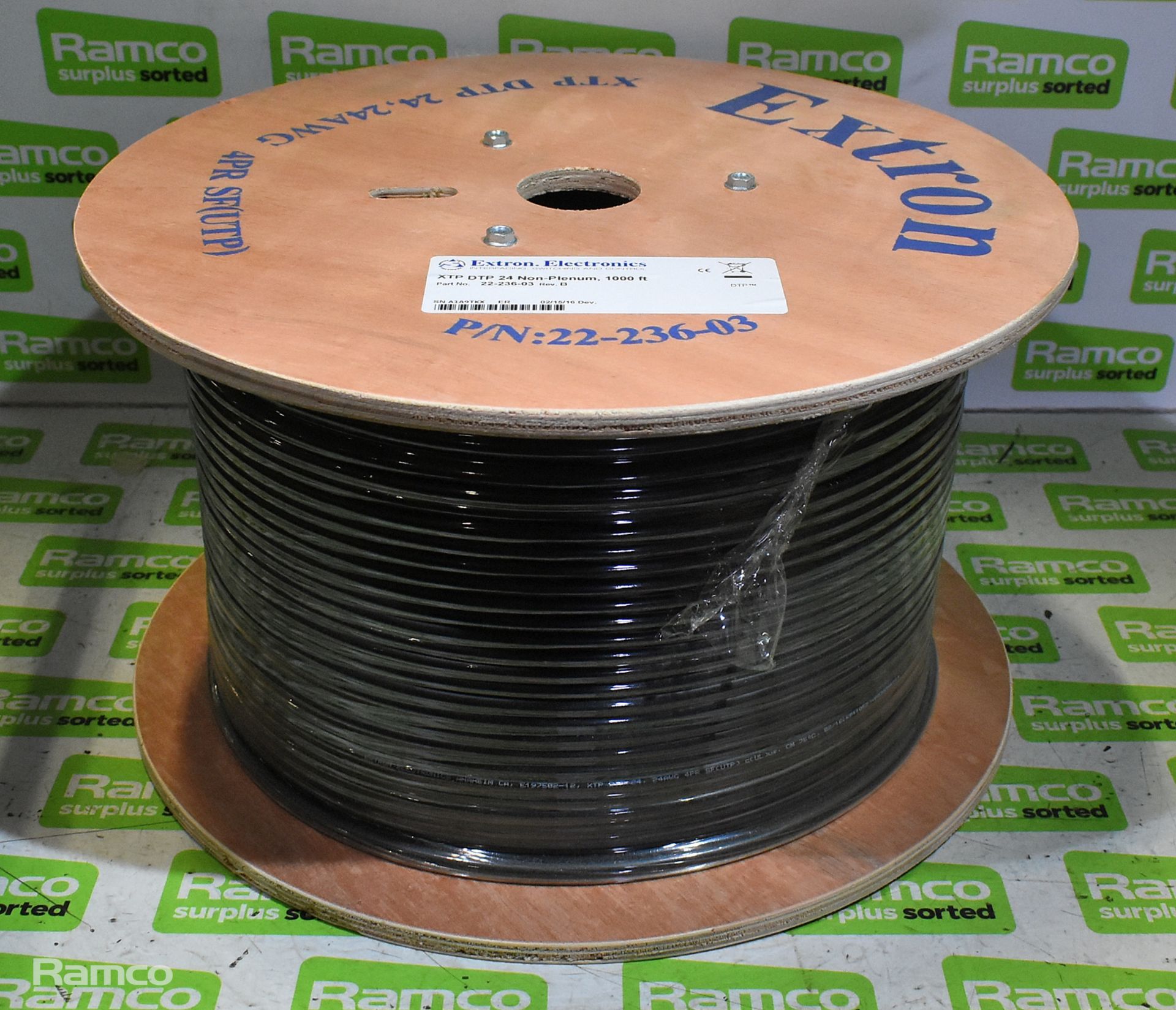 Extron XTP DTP 24 non-plenum 4 pair multi strand cable reel - part no: 22-236-03 - approx 300m