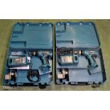 2x Makita 6317D cordless drills - DC1414F charger - 1x 12V battery - case