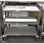Stainless steel serving table on castors - W 860 x D 460 x H 880mm
