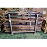 41x Wooden benches with metal folding legs - see description for details