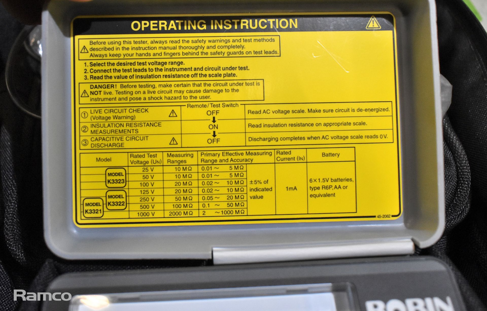 Robin K3323 insulation low voltage test set - Image 3 of 5