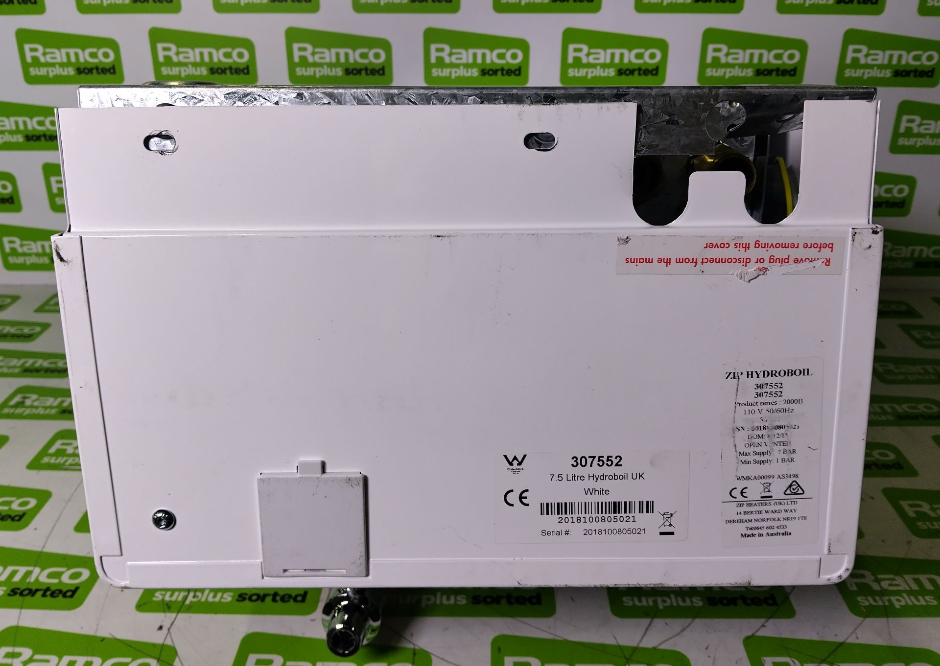 Zip Hydroboil 307552 - water heater 7.5 ltr - 110V - 1500W - W 320 x D 270 x H 580mm - Image 3 of 5