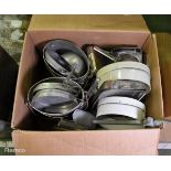 Catering supplies - Pans, baking trays, countertop tin opener, sieve