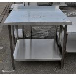 Stainless Steel table with upstand and lower shelf - L 950 x D 850 x H 940mm