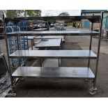 Stainless steel storage shelves on castors - W 1800 x D 500 x H 1650mm