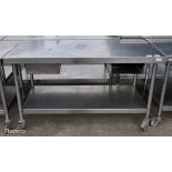 Stainless steel table on castors - W 1400 x D 700 x H 880mm
