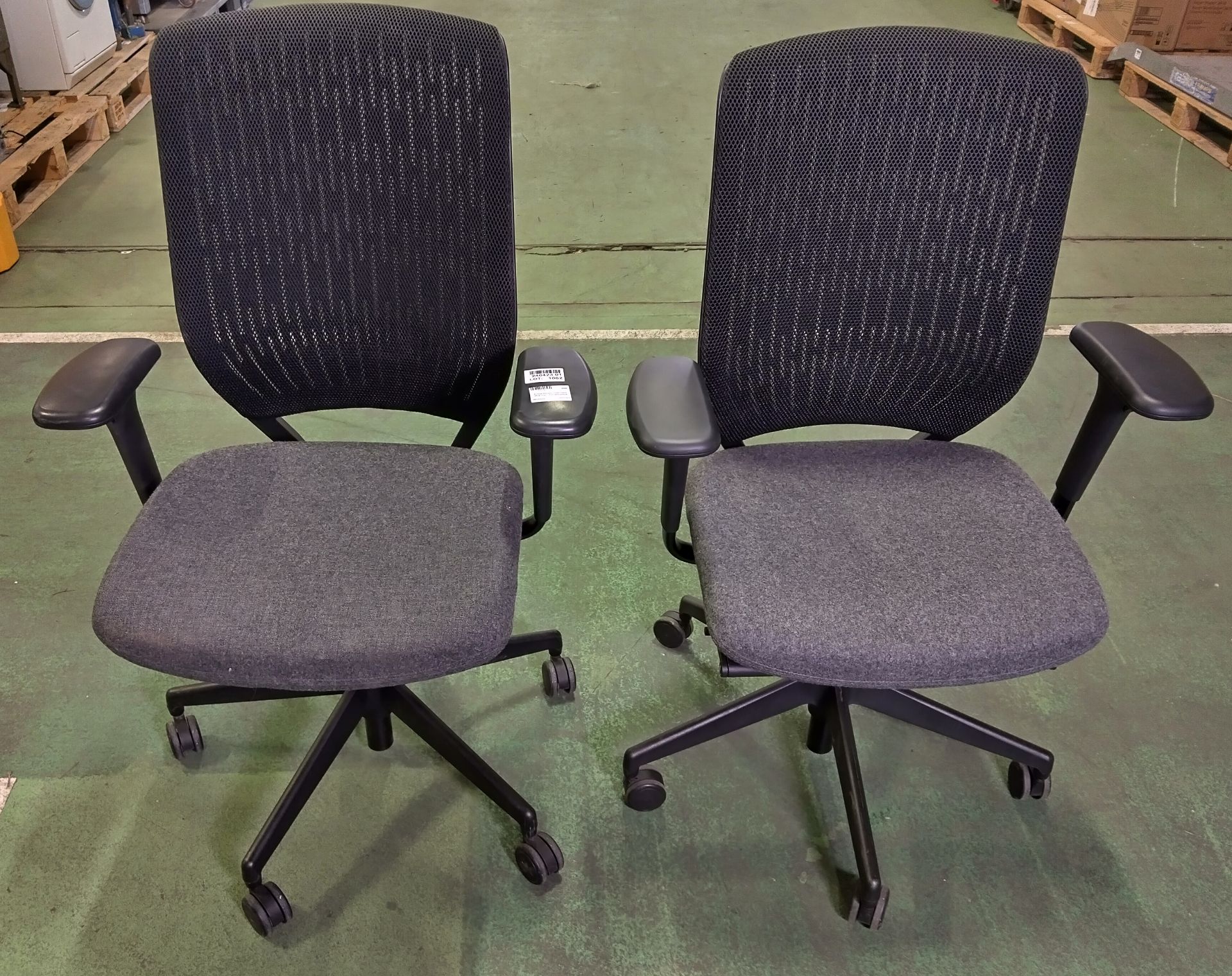 2x Evolve Senator mesh back office chairs - fully adjustable