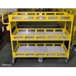 Yellow 3-tier general use trolley - W 1440 x D 550 x H 1150mm