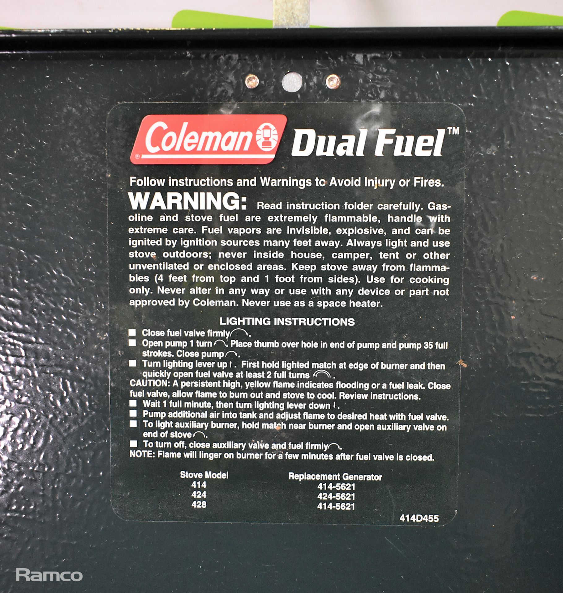 Coleman dual fuel twin burner gasoline camping stove - Image 4 of 7