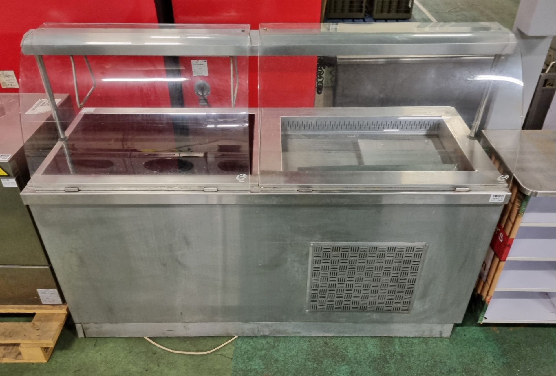 Stainless steel unit with bain marie & hot plate section - W 1800 x D 700 x H 1370mm - Image 2 of 6