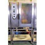 Rational CombiMaster CM 101G stainless steel 10 grid combi oven on stainless steel stand