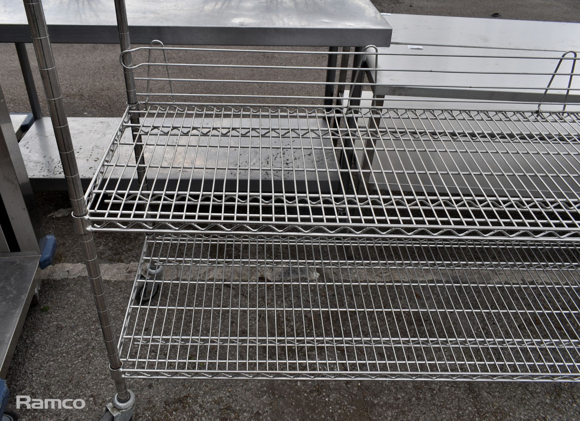Stainless steel 4-tier storage shelves on castors - W 1750 x D 550 x H 1800mm - Image 3 of 4