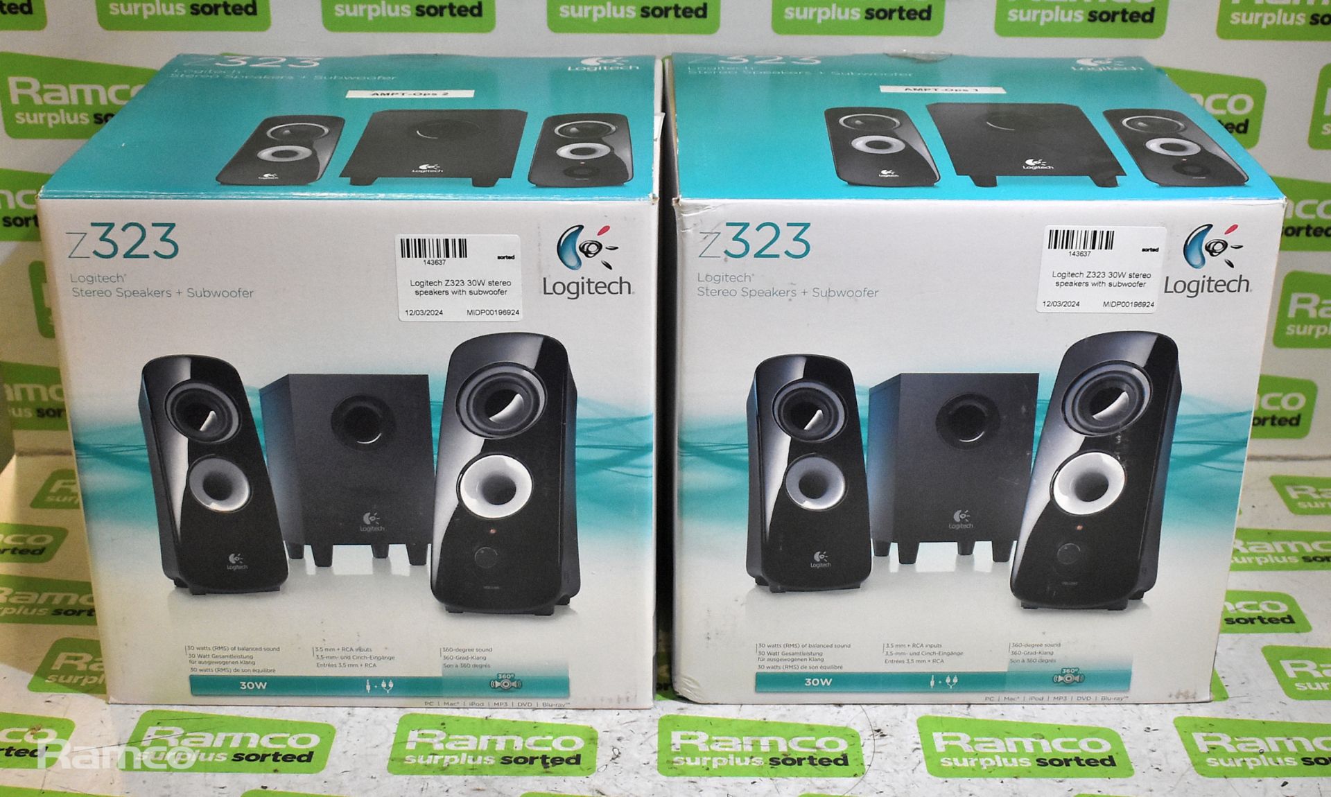 2x Logitech Z323 30W stereo speaker sets with subwoofer - Image 5 of 5