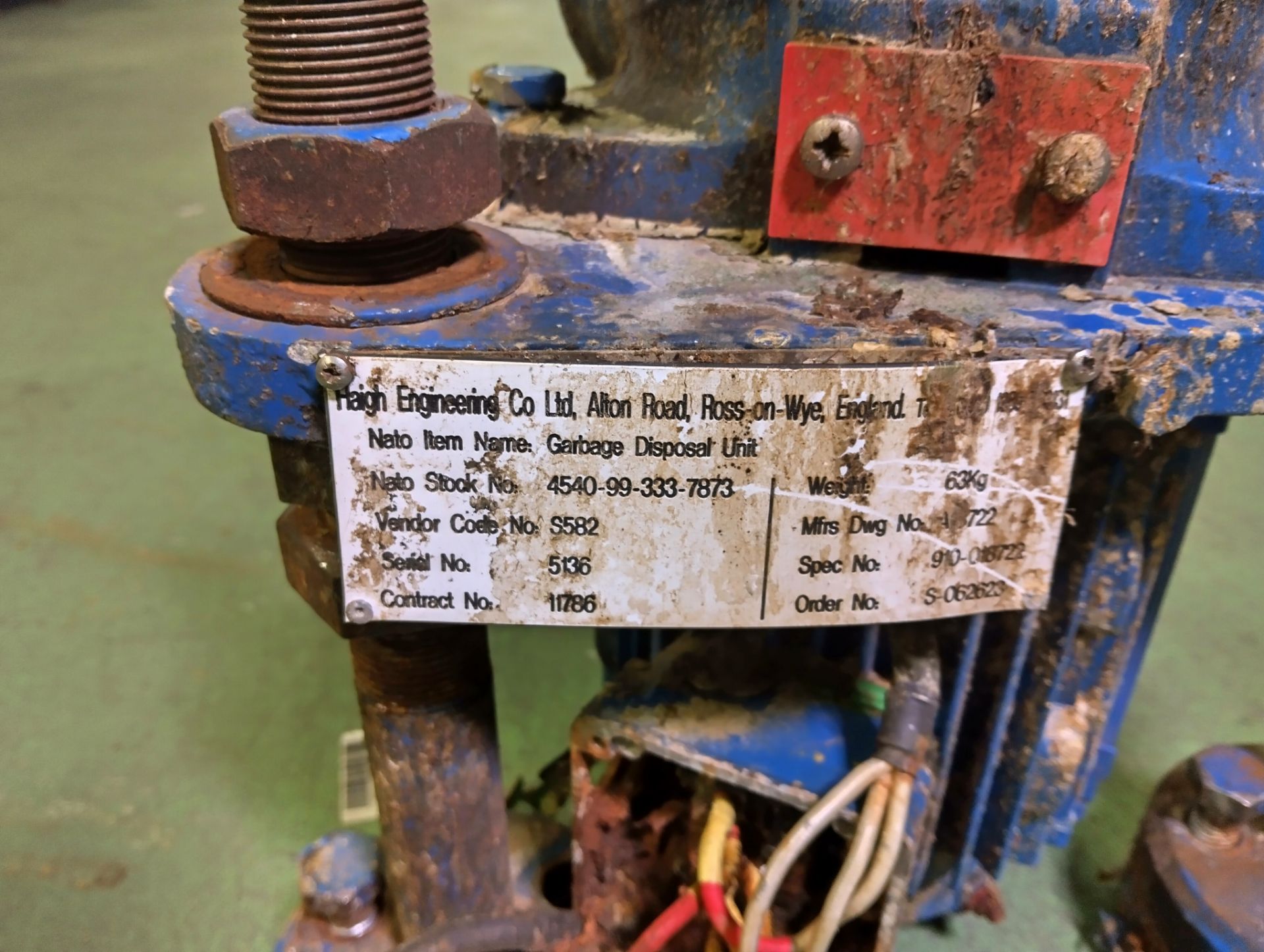 Haigh Engineering S582 garbage disposal unit - SPARES OR REPAIRS