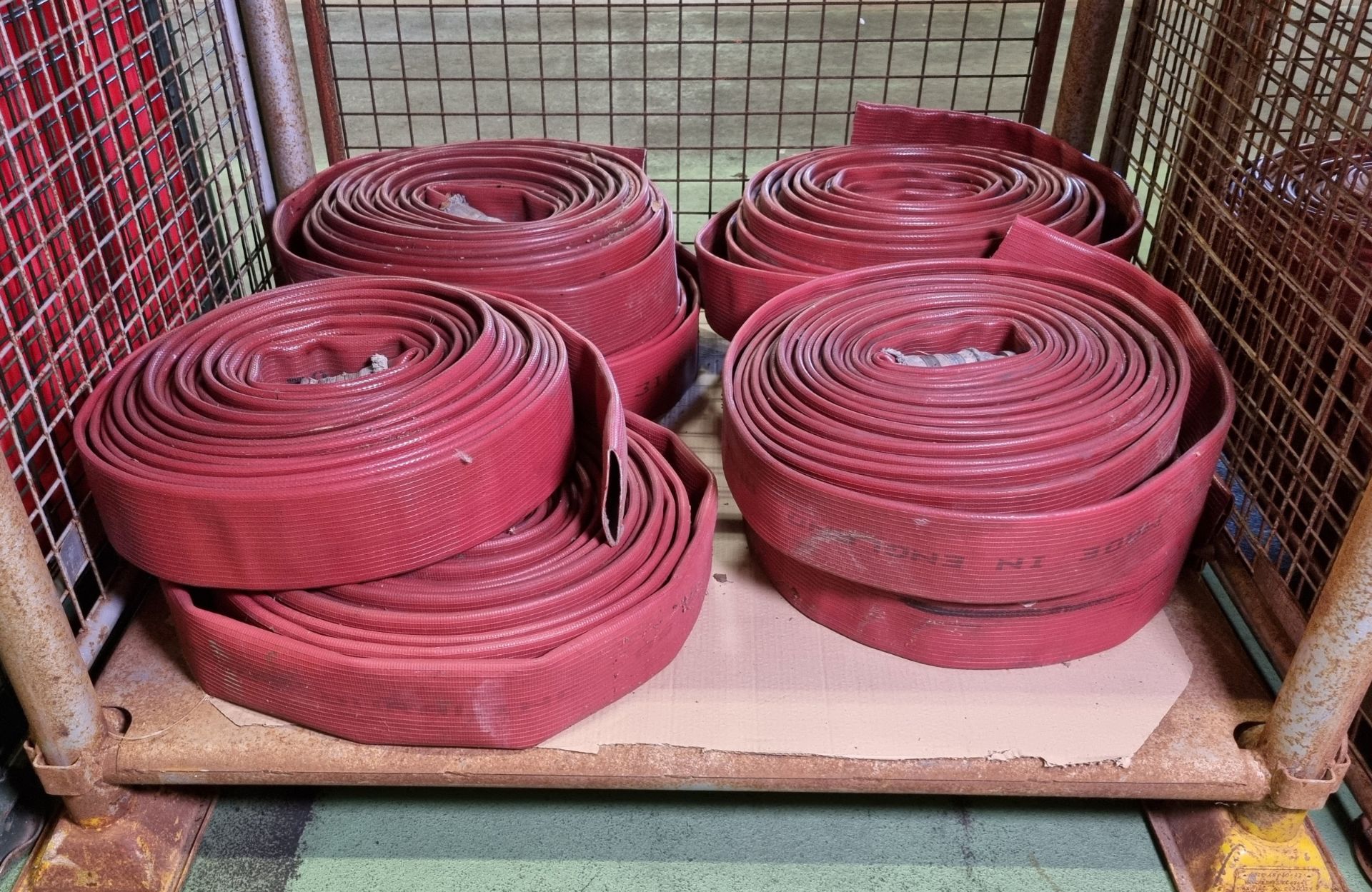 8x Angus Duraline 70mm lay flat hoses with single coupling - approx 20m in length