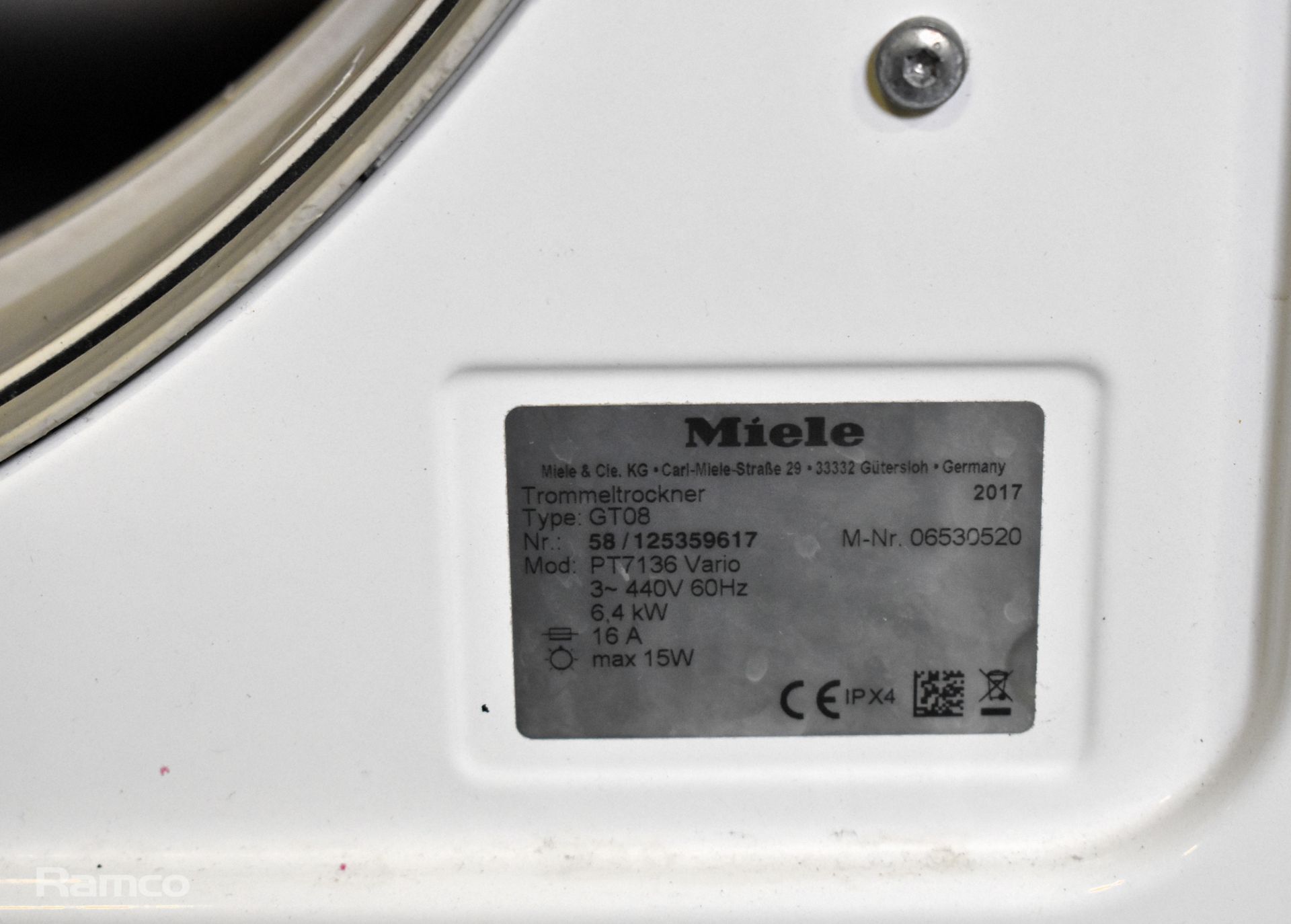 Miele PT 7136 6.5kg vented tumble dryer - W 595 x D 700 x H 850mm - Image 4 of 6