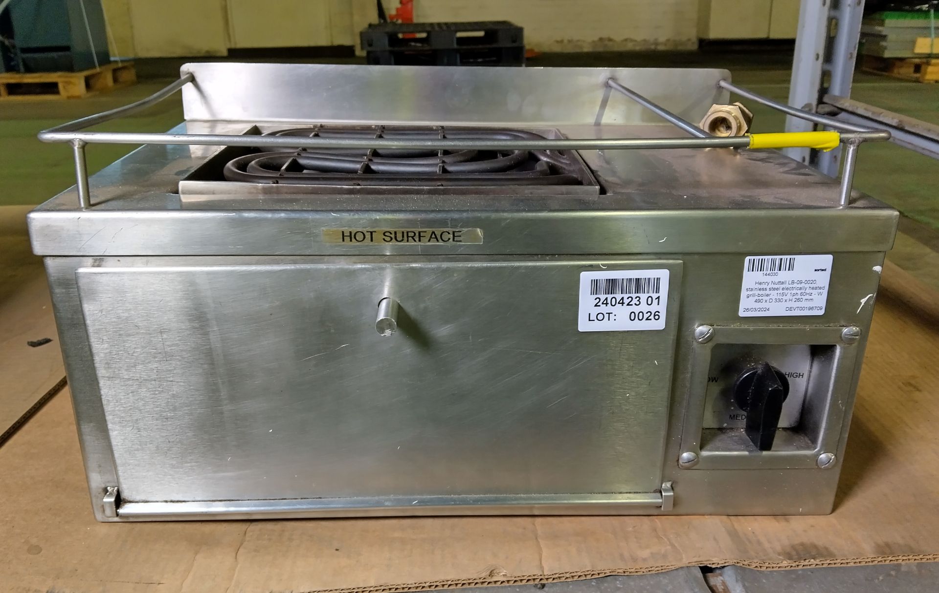 Henry Nuttall LB-09-0020, stainless steel electrically heated grill-boiler - 115V - 1ph - 60Hz