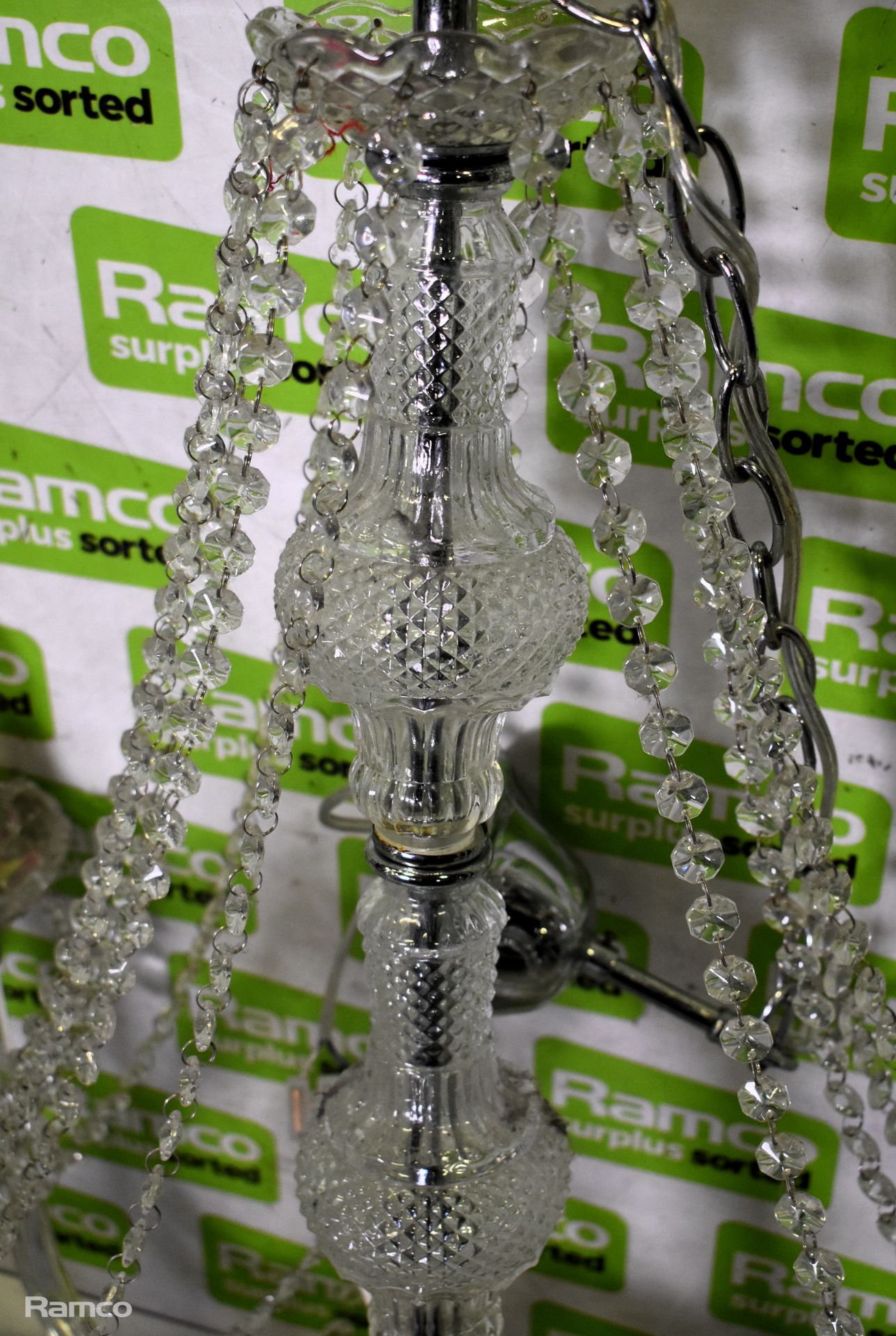 Katie 18lt Chandelier - polished chrome finish clear acrylic droppers and beads - 18 x 40W - Image 5 of 6