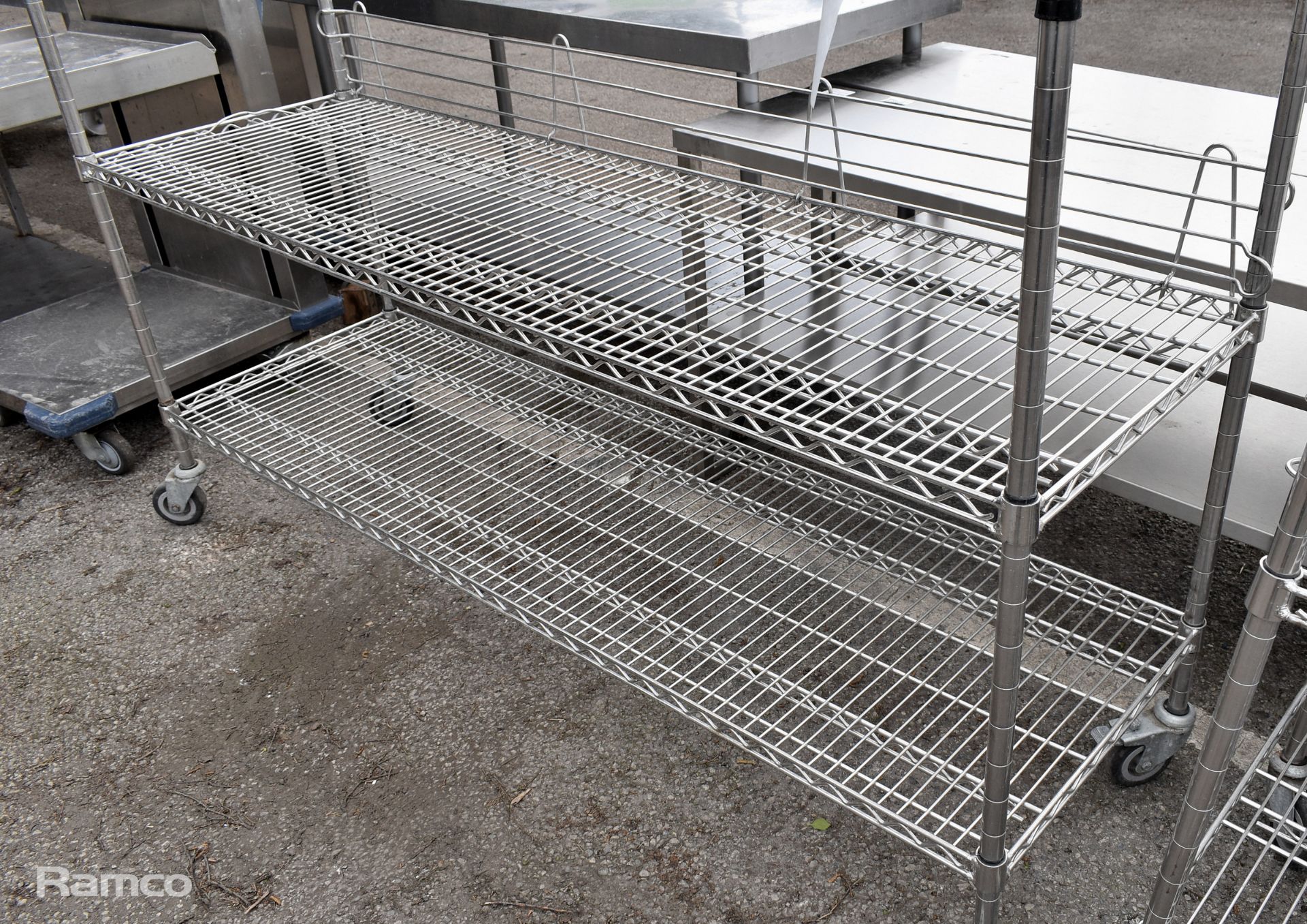 Stainless steel 4-tier storage shelves on castors - W 1750 x D 550 x H 1800mm - Image 2 of 4