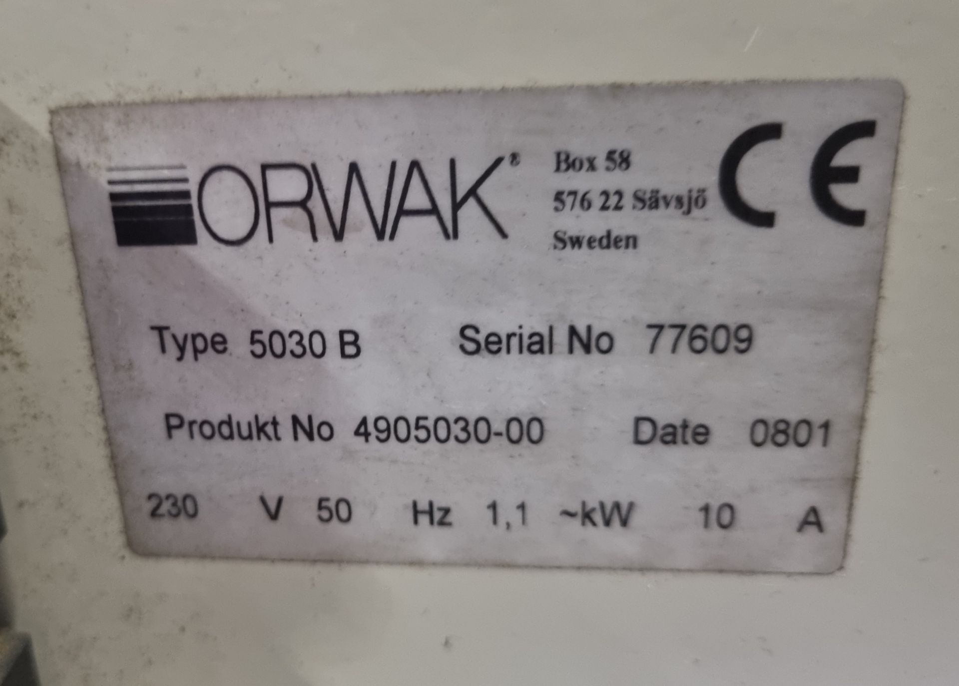 Orwak Type 5030B cardboard waste compactor - 240V - W 750 x D 1000 x H 1950mm - Image 8 of 9