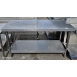 Stainless steel mobile workbench / table with bottom shelf- W 1500 x D 700 x H 835mm
