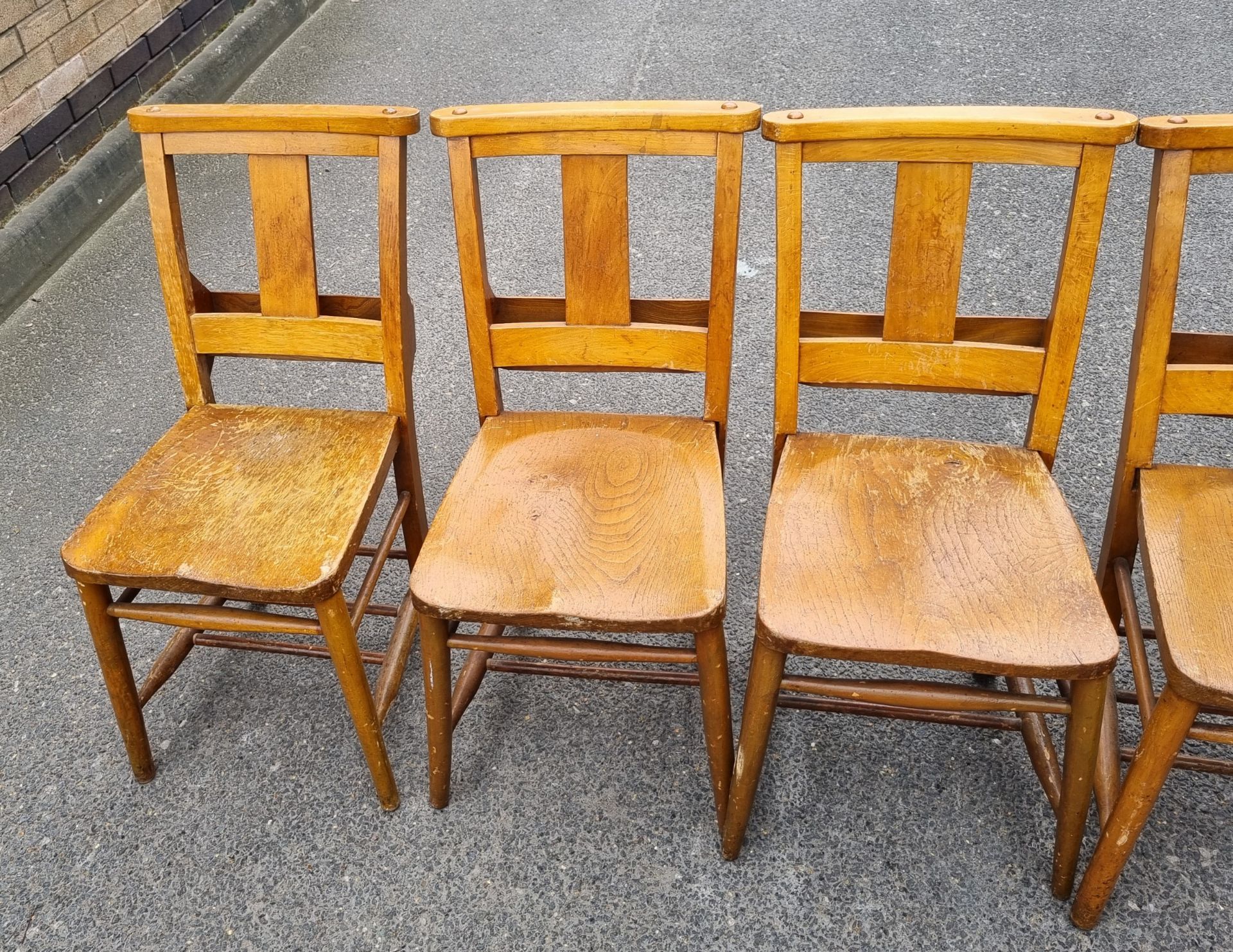 12x Wooden chairs with rear book holder - L 420 x W 420 x H 820mm - Image 10 of 10