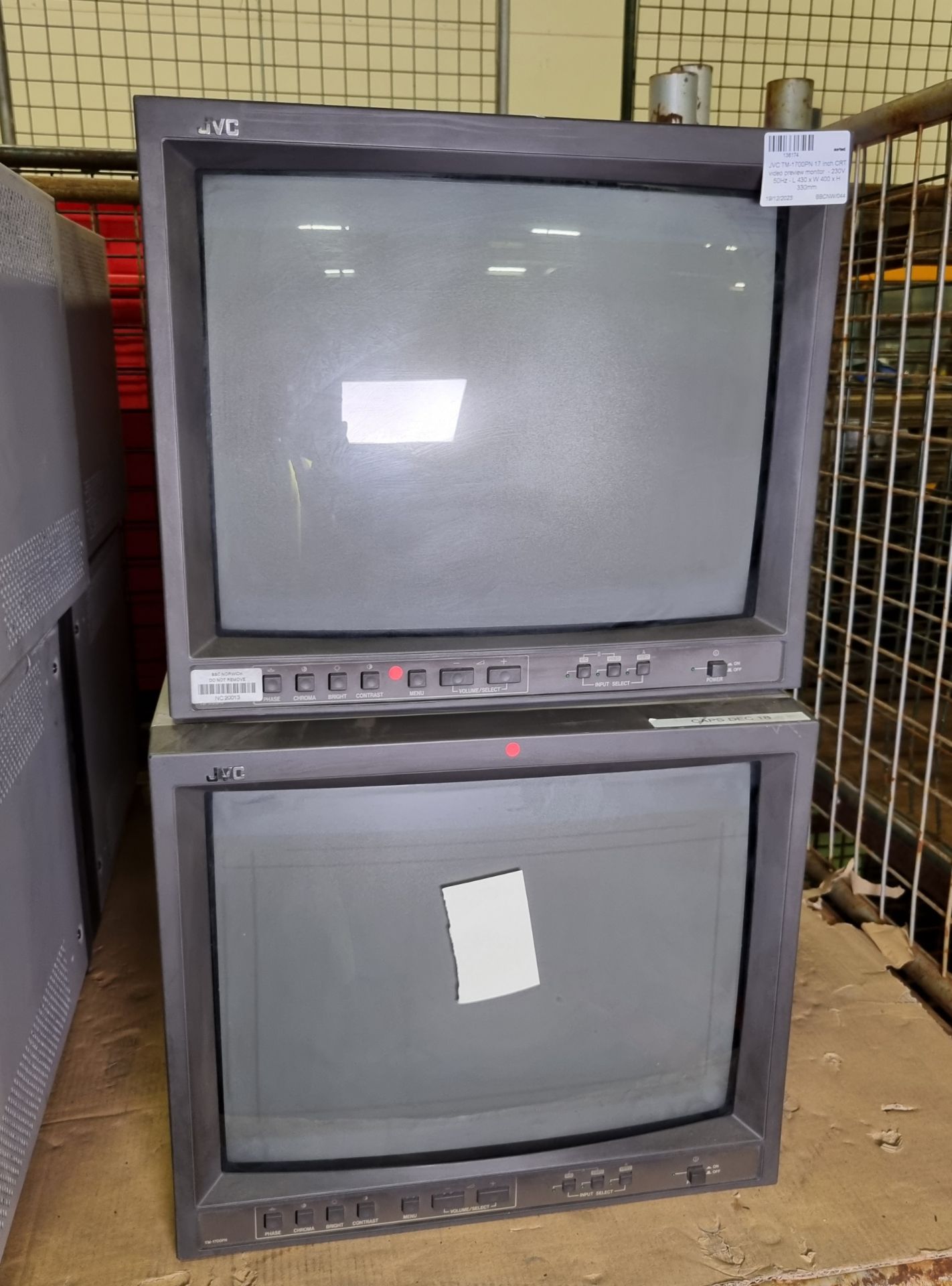 8x JVC TM-1700PN 17 inch CRT video preview monitors - 230V - 50Hz - L 430 x W 400 x H 330mm - Image 2 of 5