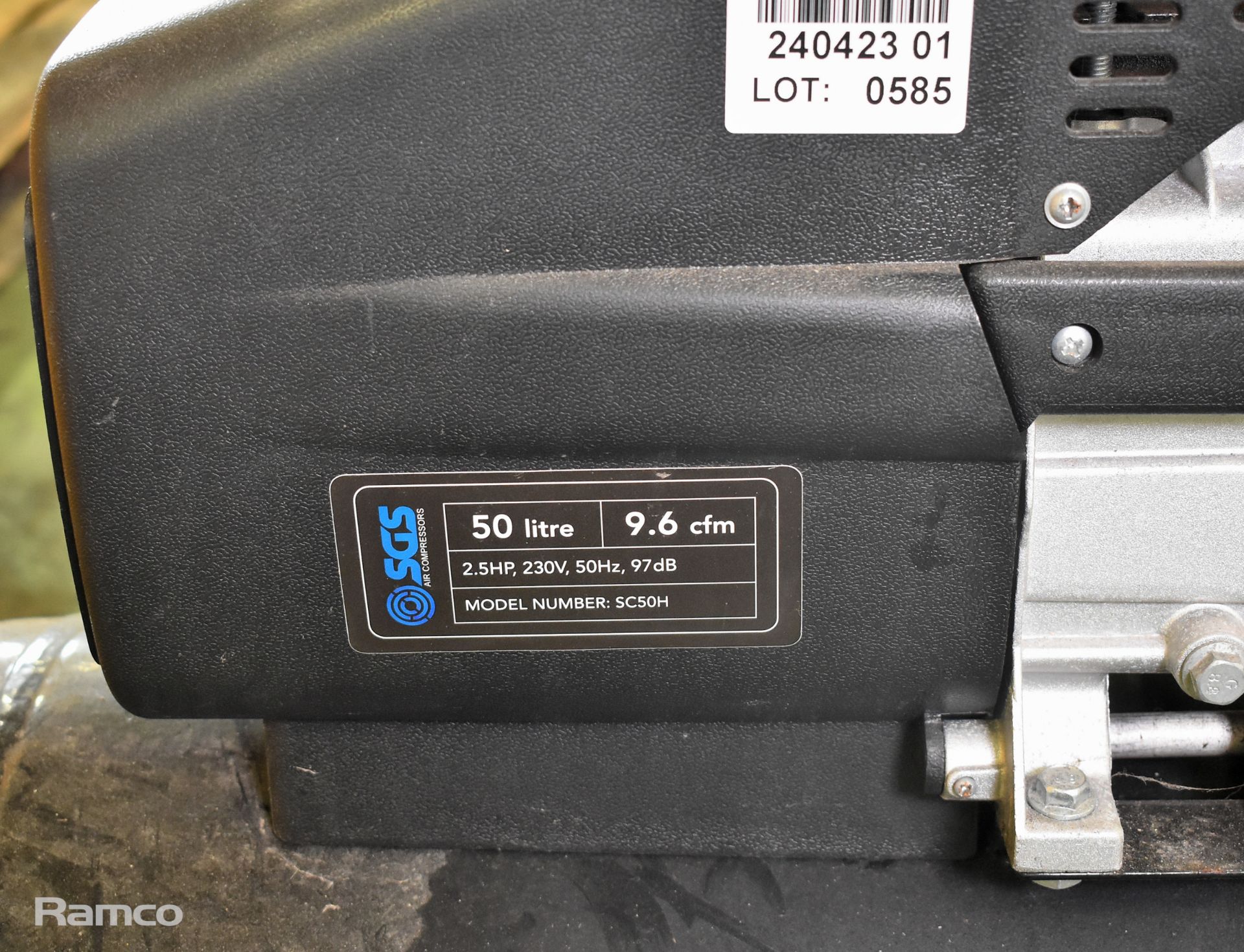 SGS SC50H 2.5hp dual nozzle air compressor 50 ltr - 230V - Image 2 of 5