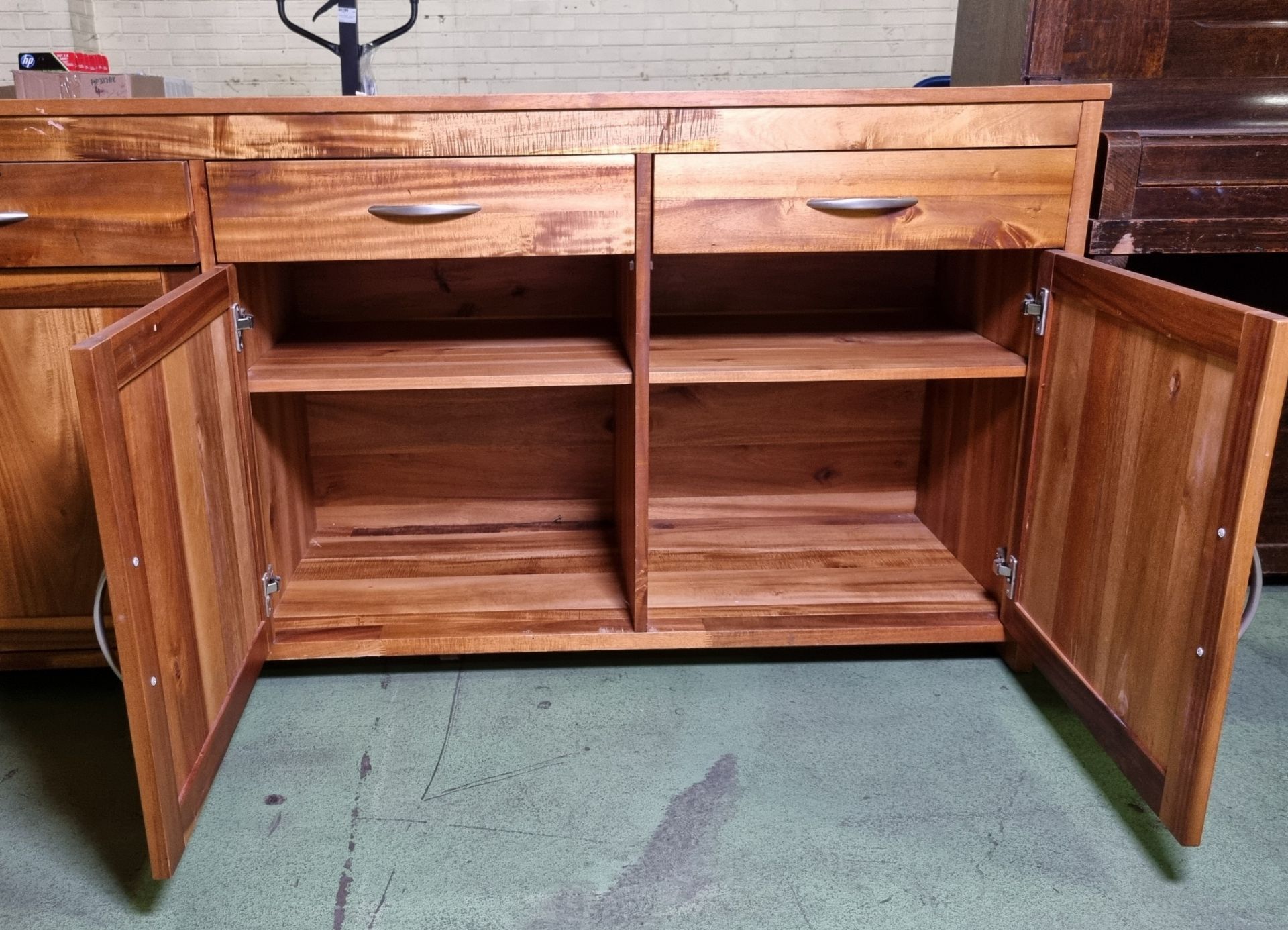 3 door 3 drawer wooden cabinet - W 1750 x D 500 x H 840mm - IN NEED OF REPAIR - Image 6 of 7