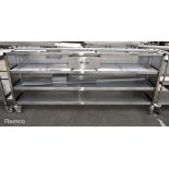 Stainless steel shelving on castors with one drawer - W 2060 x D 420 x H 900mm - NO TOP