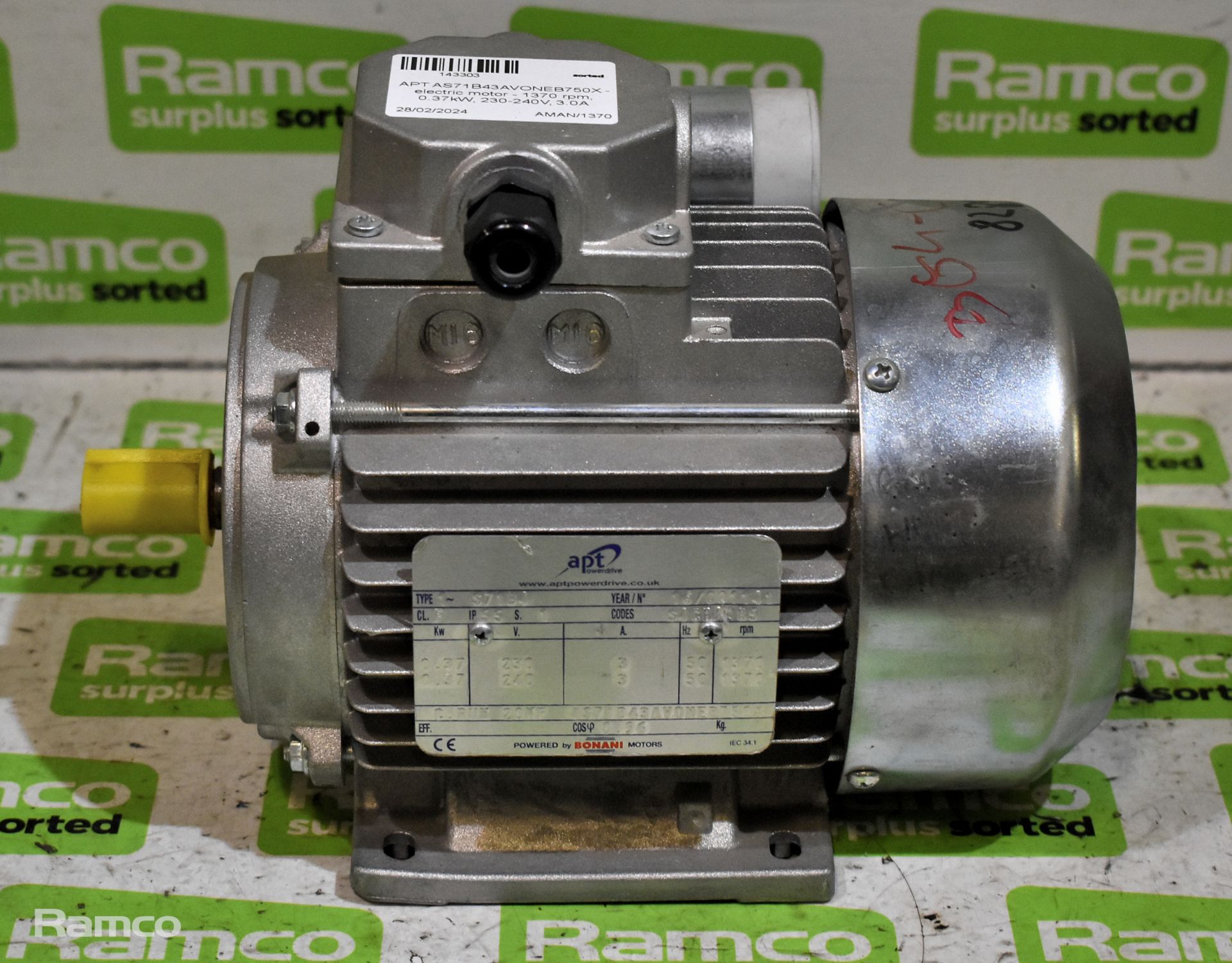 W.E.G ODG 734 T/500 - geared electric D-motor - 1410 rpm - 0.37kW - 230/400V - 1.75/1.0A - Image 2 of 9