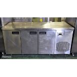 Inomak PN999/N stainless steel triple door counter fridge - W 1800 x D 700 x H 860mm
