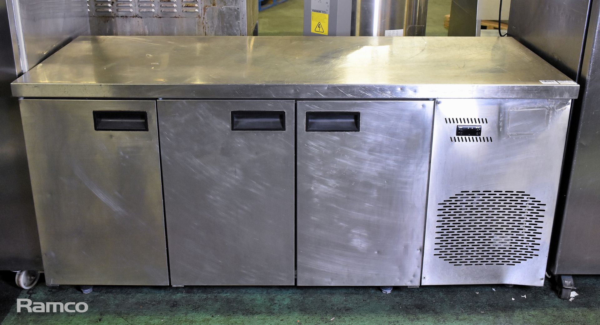 Inomak PN999/N stainless steel triple door counter fridge - W 1800 x D 700 x H 860mm