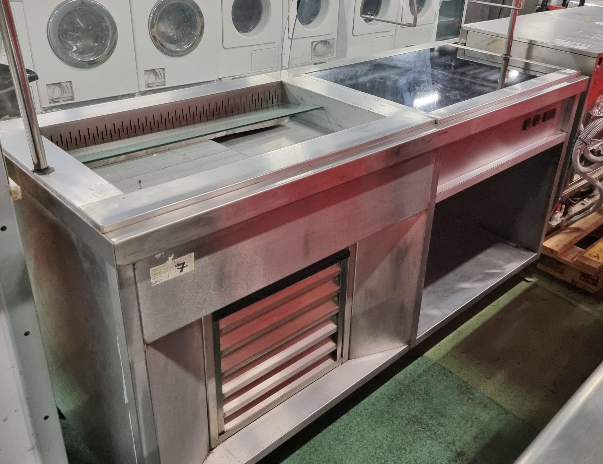 Stainless steel unit with bain marie & hot plate section - W 1800 x D 700 x H 1370mm - Image 4 of 6