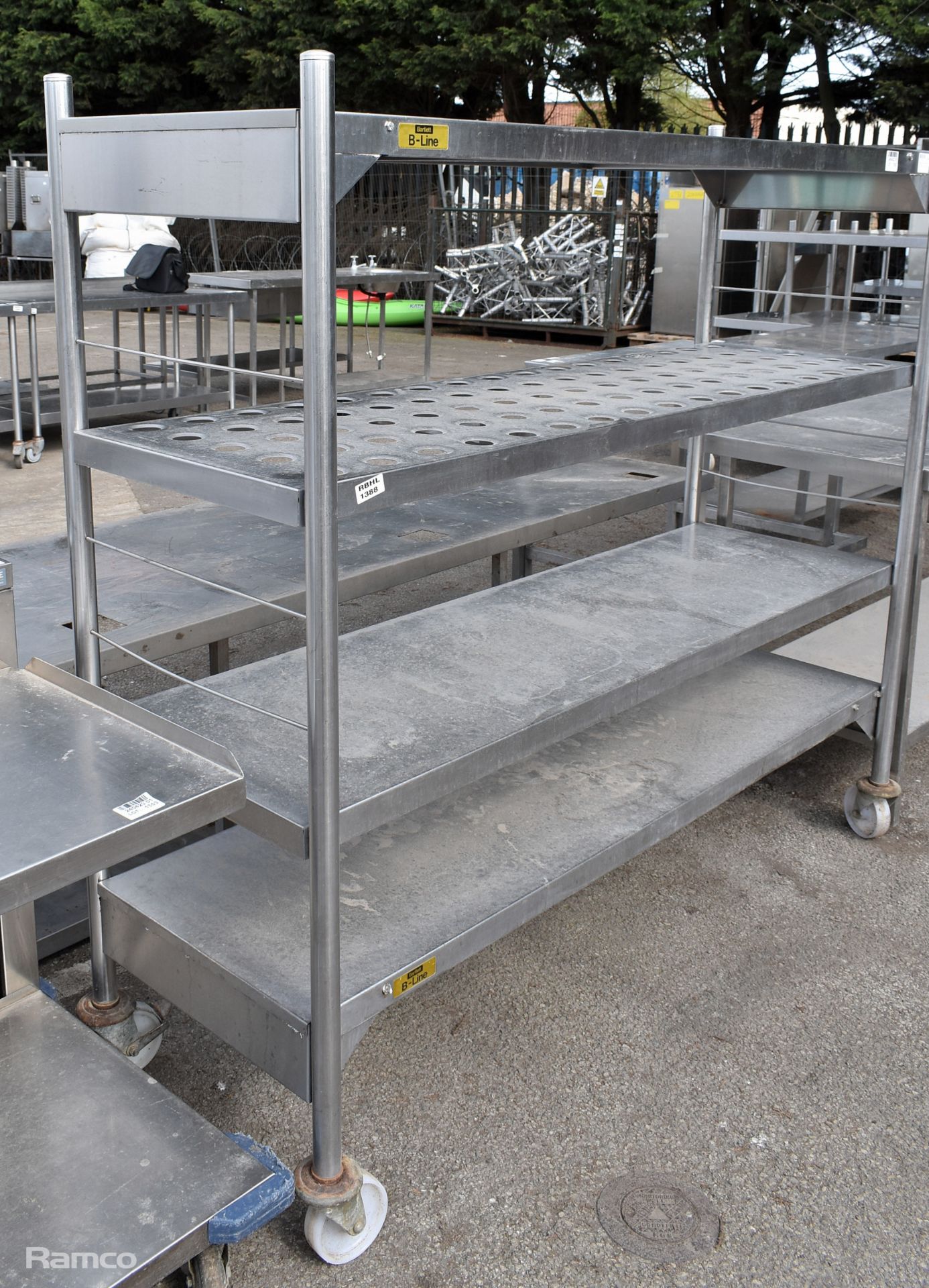 Bartlett B-Line stainless steel 4 tier shelving unit - W 1800 x D 650 x H 1645mm - Image 3 of 4