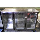 Interlevin PD30H-SS stainless steel triple door bar back bottle cooler - W 1350 x D 500 x H 900mm