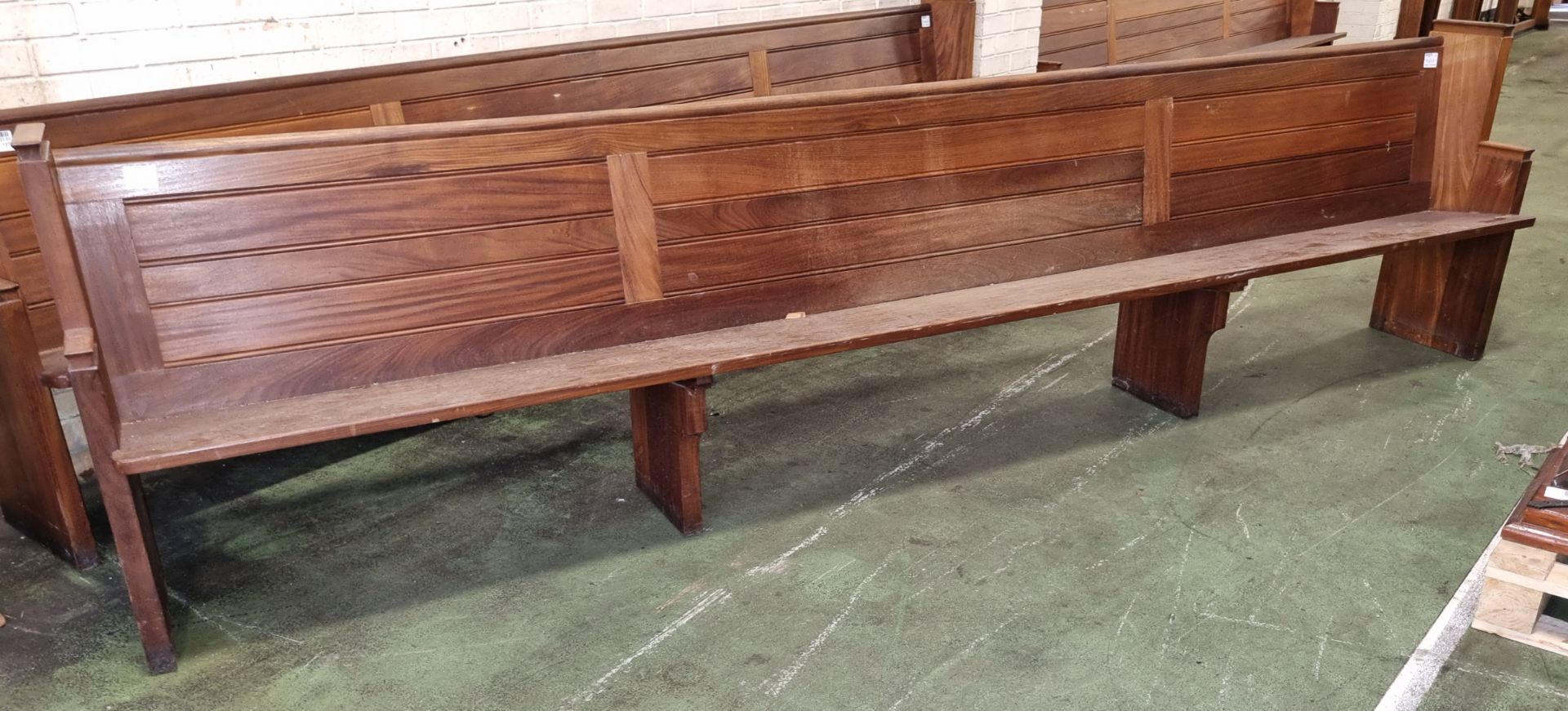 Wooden church pew - L 3570 x W 450 x H 900mm