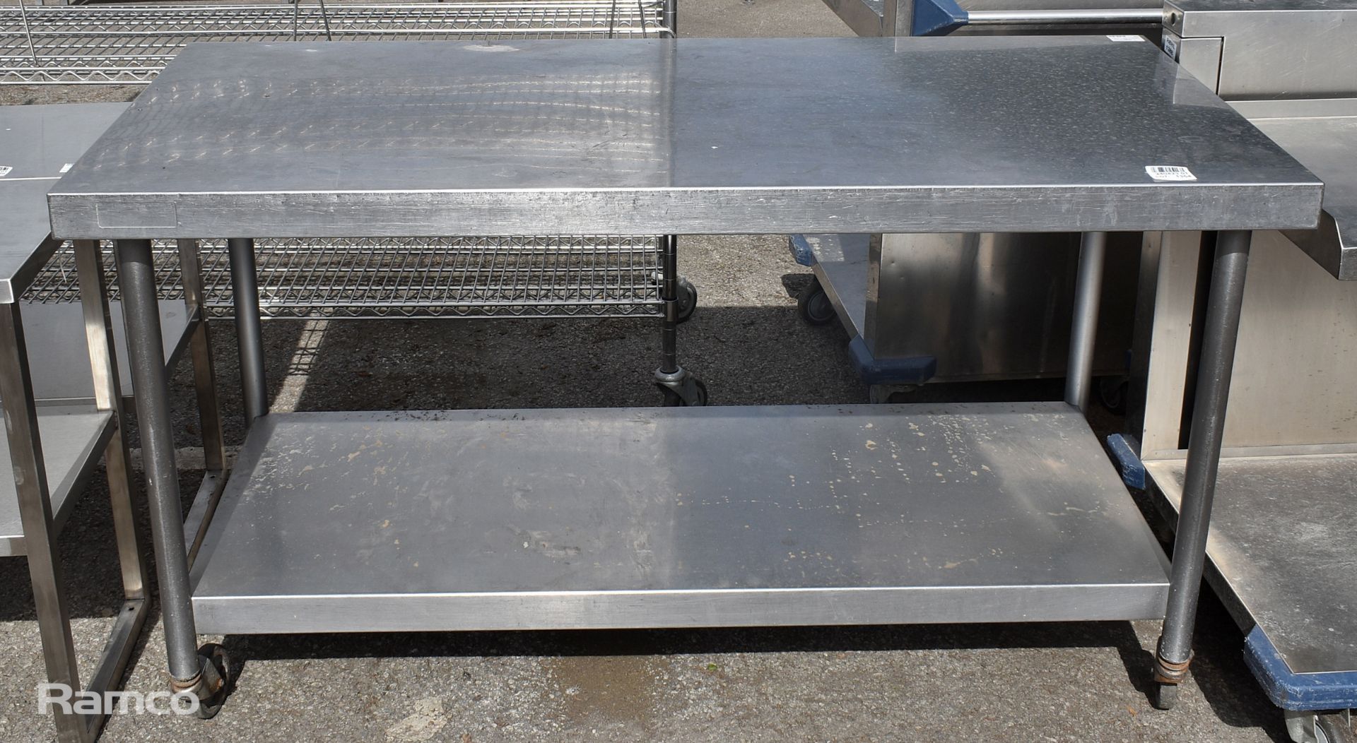 Stainless steel mobile workbench / table with bottom shelf- W 1500 x D 700 x H 835mm - Image 4 of 6