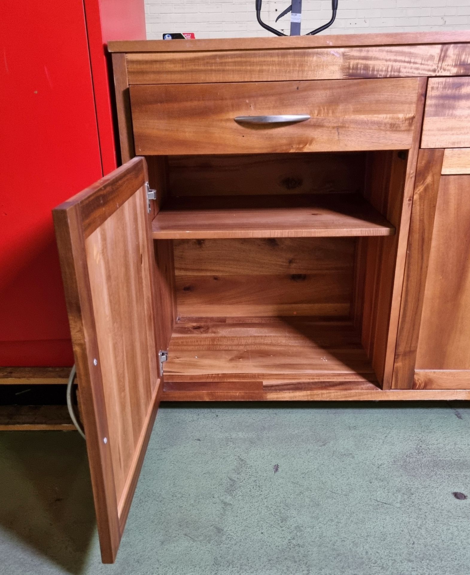 3 door 3 drawer wooden cabinet - W 1750 x D 500 x H 840mm - IN NEED OF REPAIR - Image 7 of 7