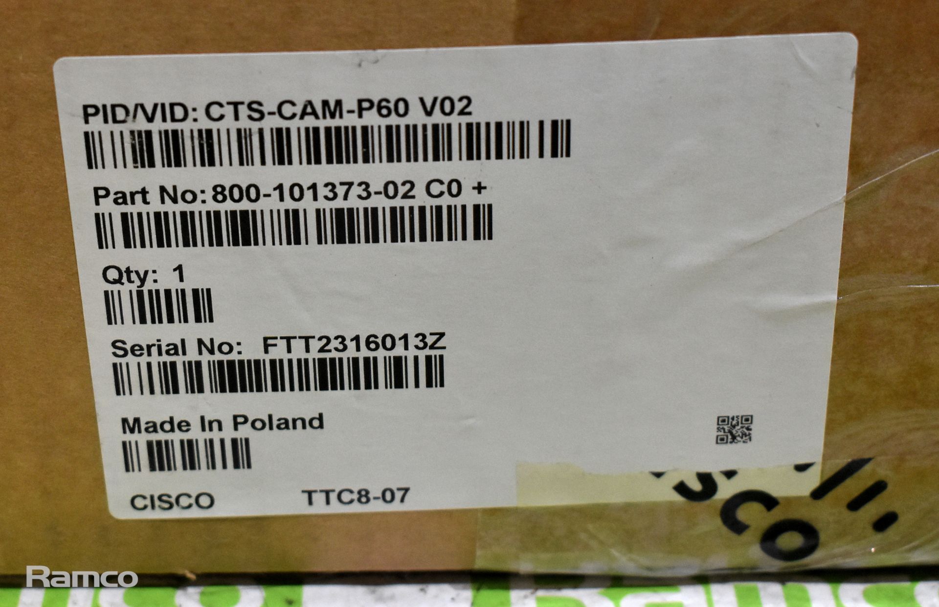 Cisco CTS-CAM-P60 V02 telepresence precision 60 camera - Image 7 of 7