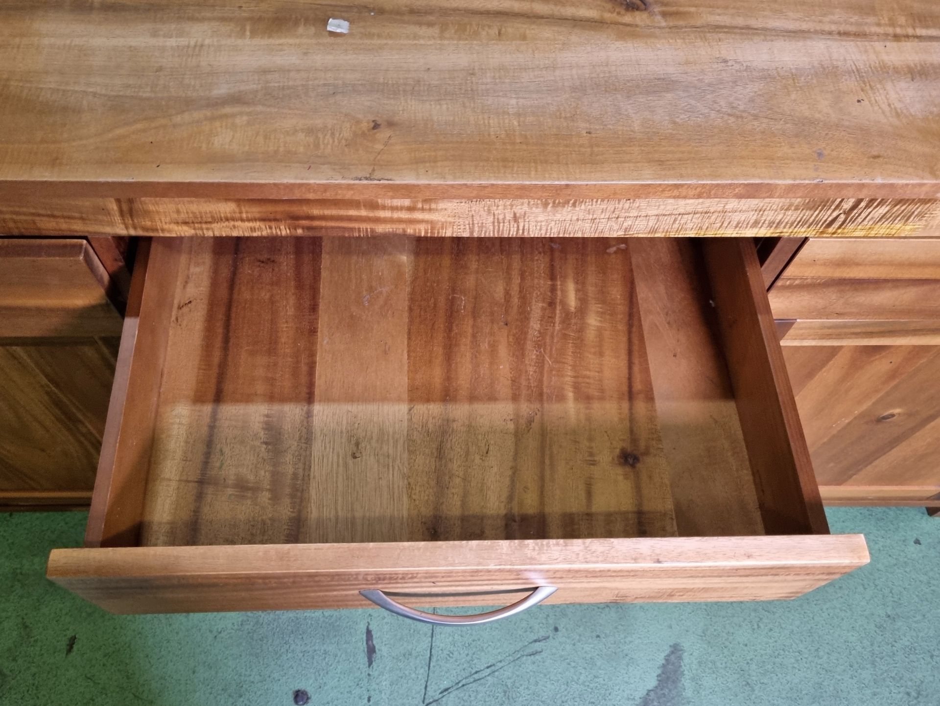 3 door 3 drawer wooden cabinet - W 1750 x D 500 x H 840mm - IN NEED OF REPAIR - Image 4 of 7