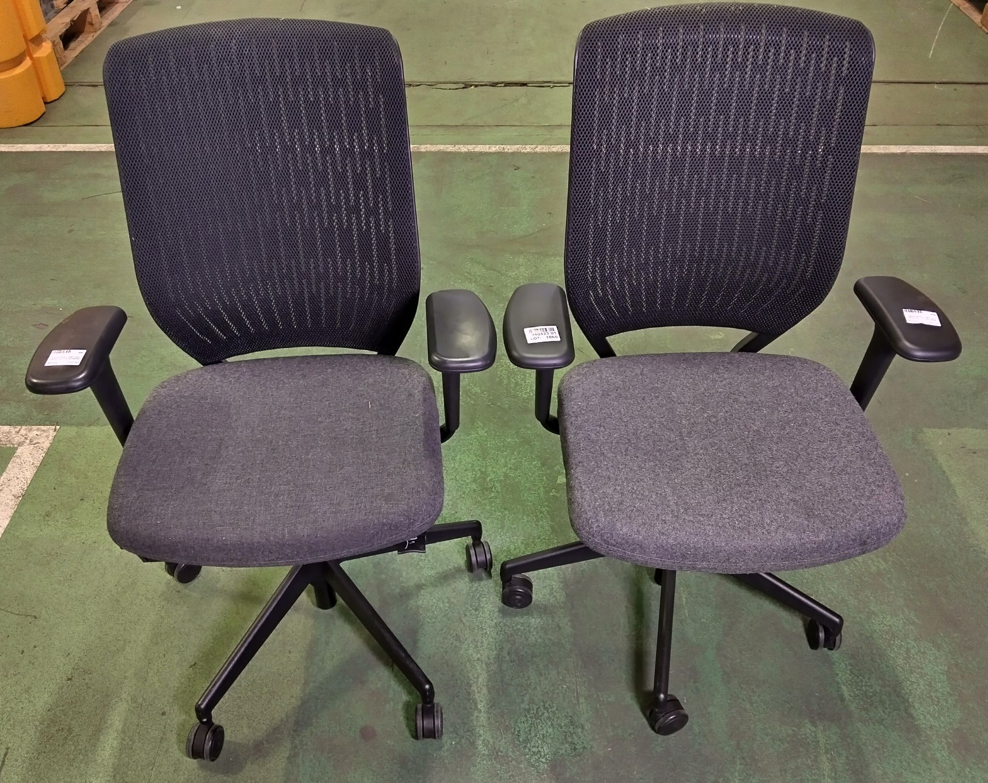 2x Evolve Senator mesh back office chairs - fully adjustable