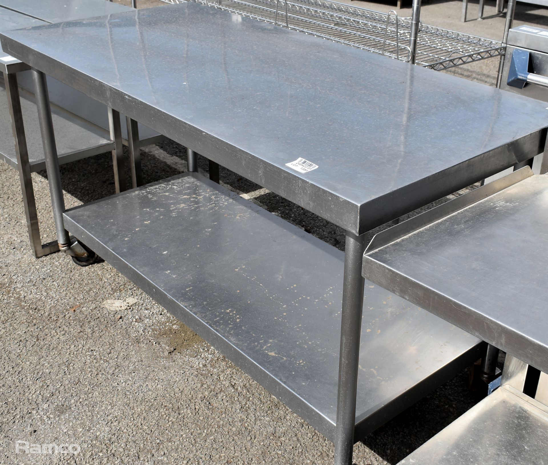 Stainless steel mobile workbench / table with bottom shelf- W 1500 x D 700 x H 835mm - Image 2 of 6