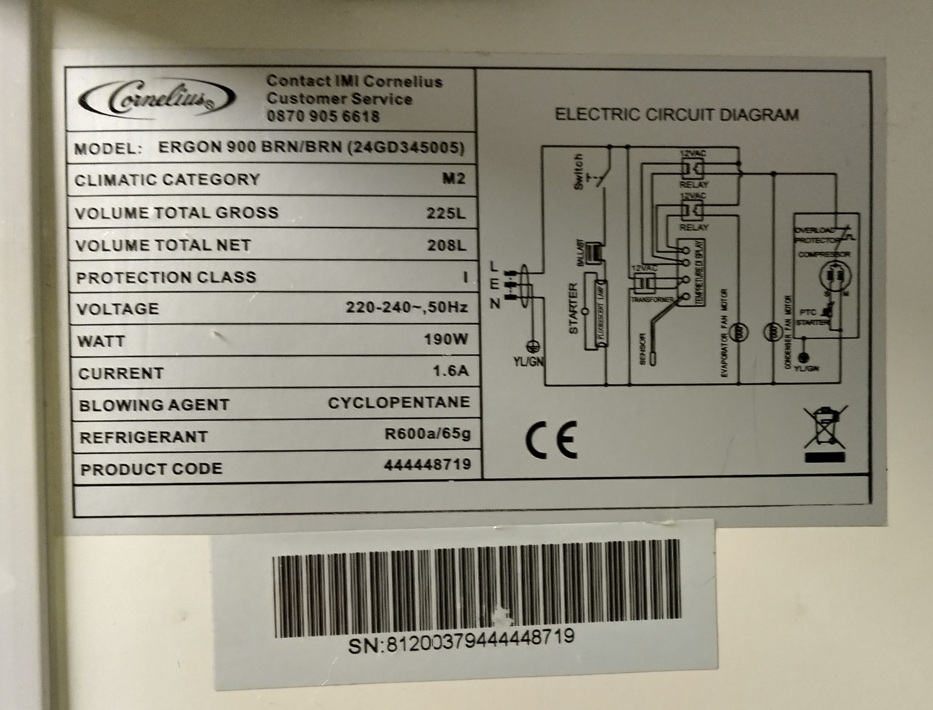 Cornelius Ergon 900 BRN double door bottle cooler - W 900 x D 500 x H 880mm - Image 2 of 2