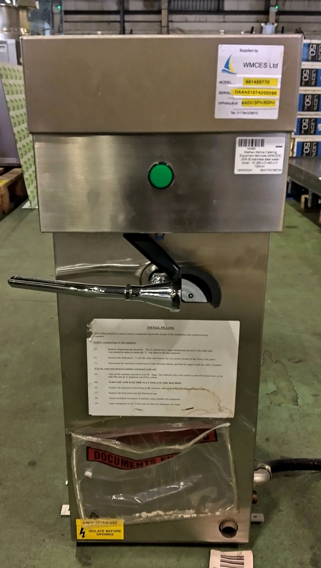 Wathen Marine Catering Equipment Services (WMCES) JEM-30 stainless steel water boiler - W 280