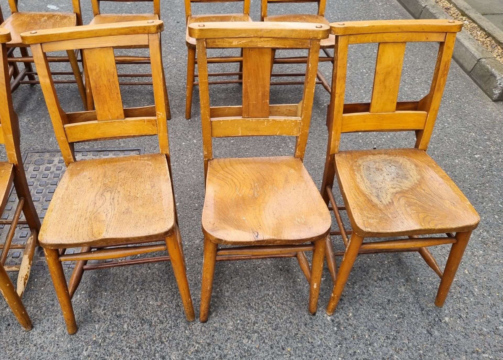 12x Wooden chairs with rear book holder - L 420 x W 420 x H 820mm - Image 8 of 10