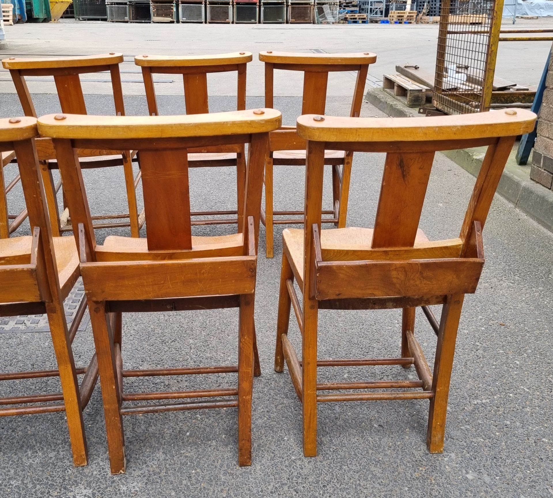 12x Wooden chairs with rear book holder - L 420 x W 420 x H 820mm - Image 6 of 10