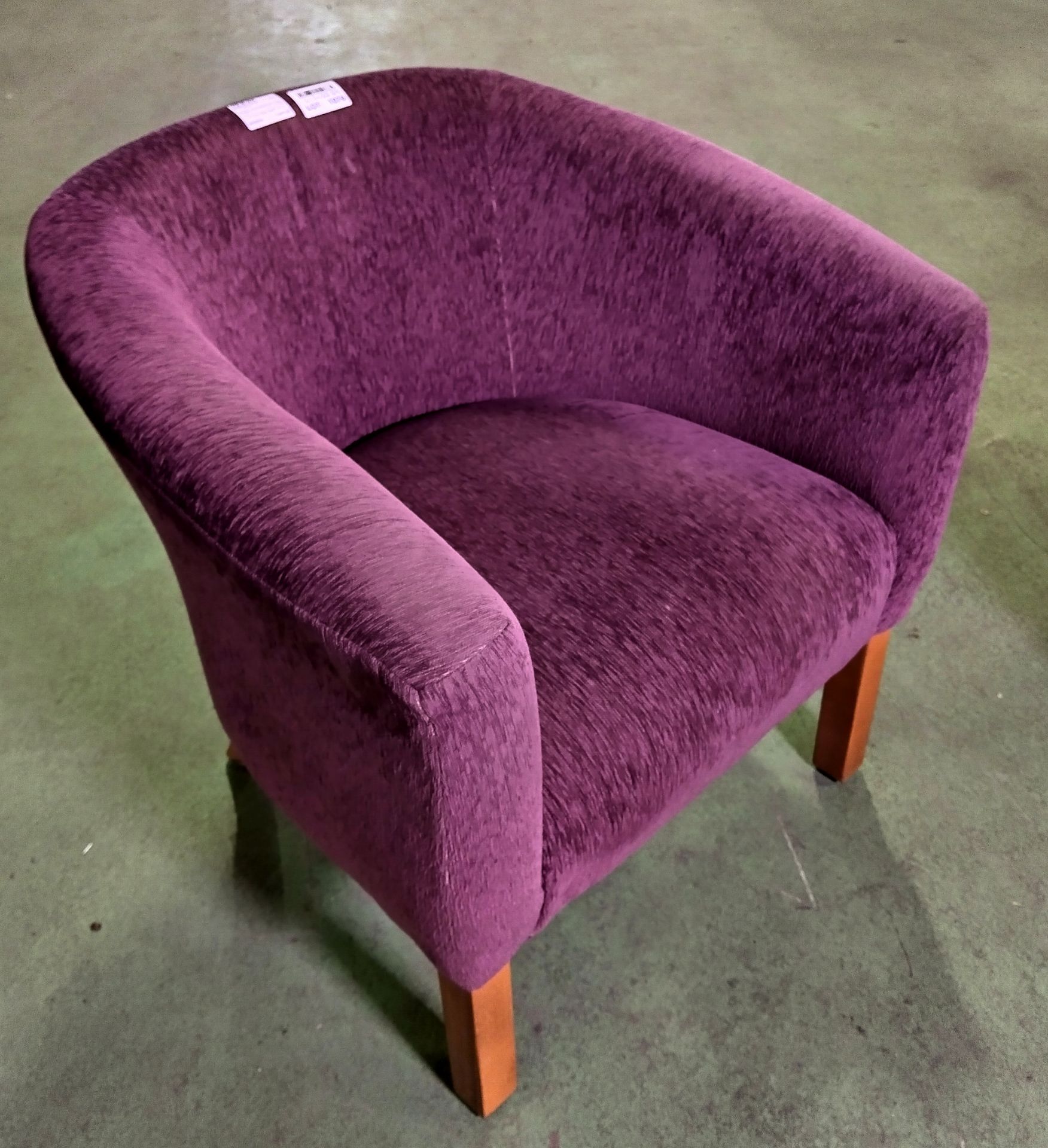2x Purple upholstered arm chairs - worn in places - W 68 x D 68 x H 70cm Seat height 44cm - Image 3 of 3