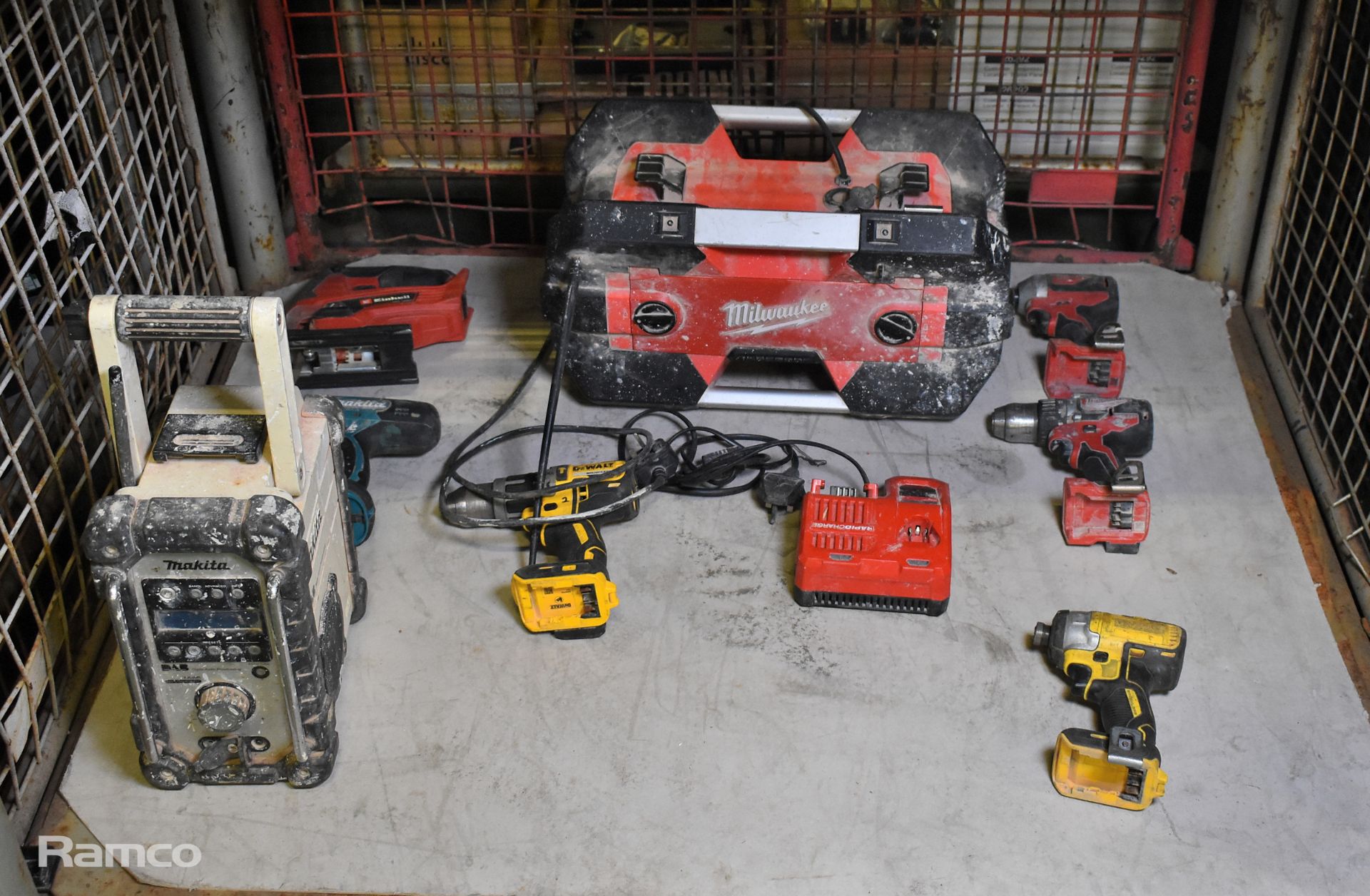 Cordless power tools - Milwaukee, Dewalt and Makita and Milwaukee C1228 DCR radio